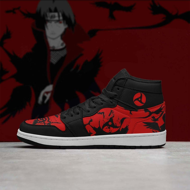 Itachi Akatsuki Sneakers Custom Crow Design On Anime Shoes - LittleOwh - 4