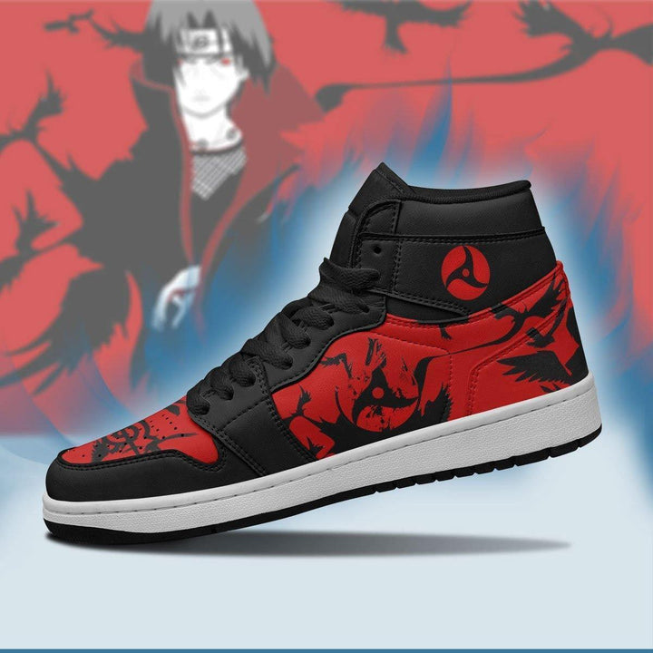 Itachi Akatsuki Sneakers Custom Crow Design On Anime Shoes - LittleOwh - 3