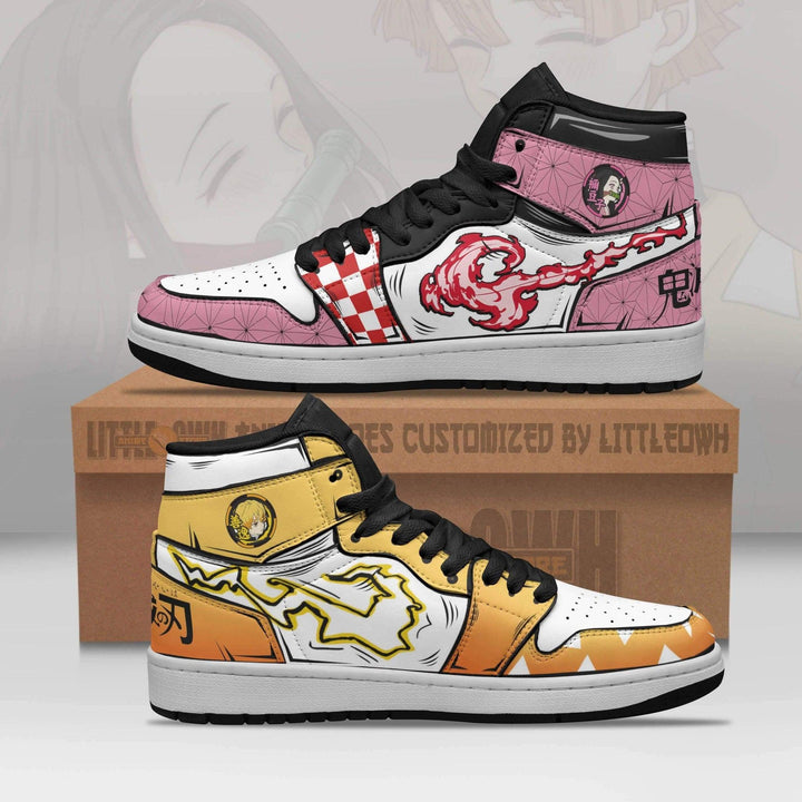 Zenitsu x Nezuko JD Sneakers Custom Breathing KNY Anime Shoes - LittleOwh - 1