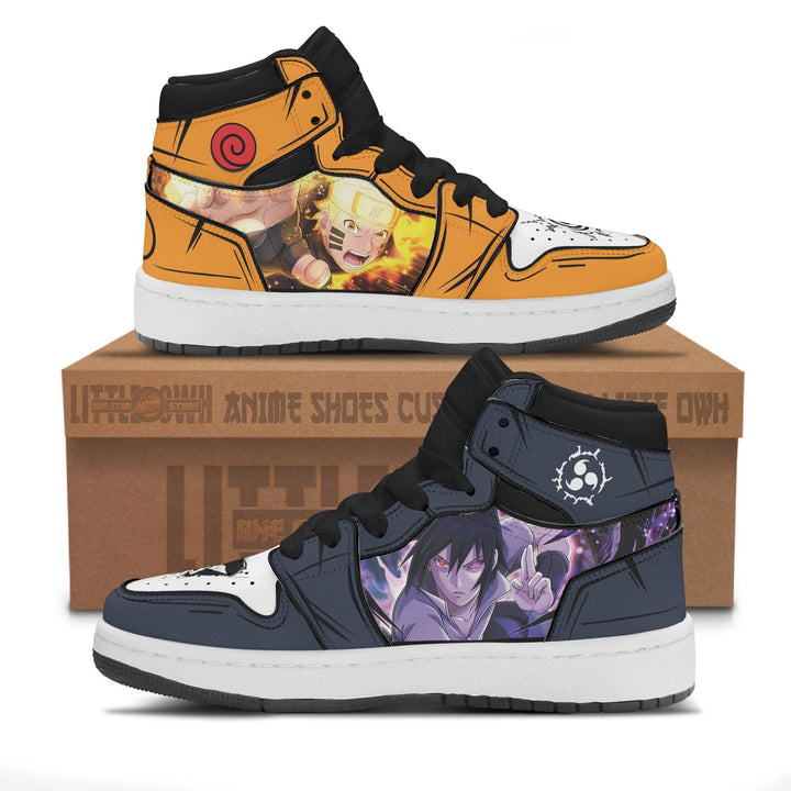 Anime Kid Shoes Naruto Custom Boot Sneakers Naruto x Sasuke - EzCustomcar - 2