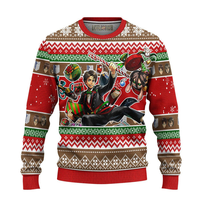 Attack On Titan Ugly Christmas Sweater Eren Yeager - EzCustomcar - 2
