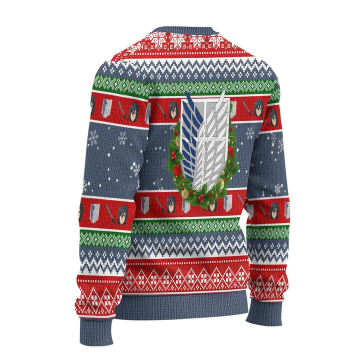Attack On Titan Ugly Christmas Sweater Mikasa Ackerman - EzCustomcar - 3