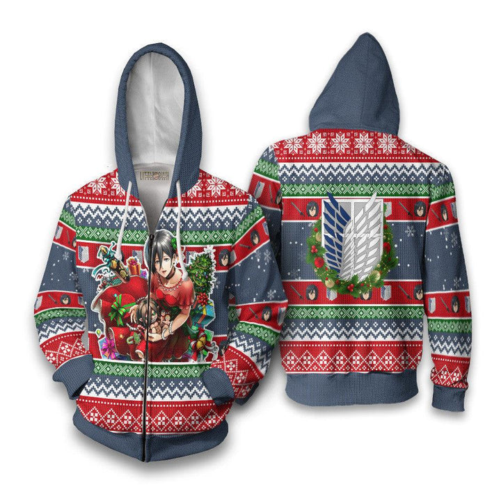 Attack On Titan Ugly Christmas Sweater Mikasa Ackerman - EzCustomcar - 5