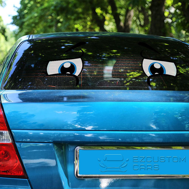 Anxious Face Cartoon Eyes Car Sticker - EzCustomcar - 3