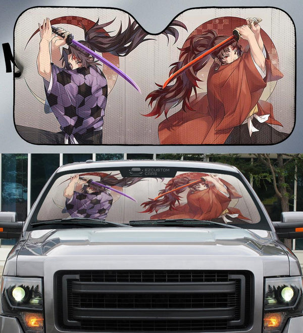 Demon Slayer Car Accessories Anime Car Windshield Sun Shade Demon Slayer Yoriichi Tsugikuni - EzCustomcar - 1