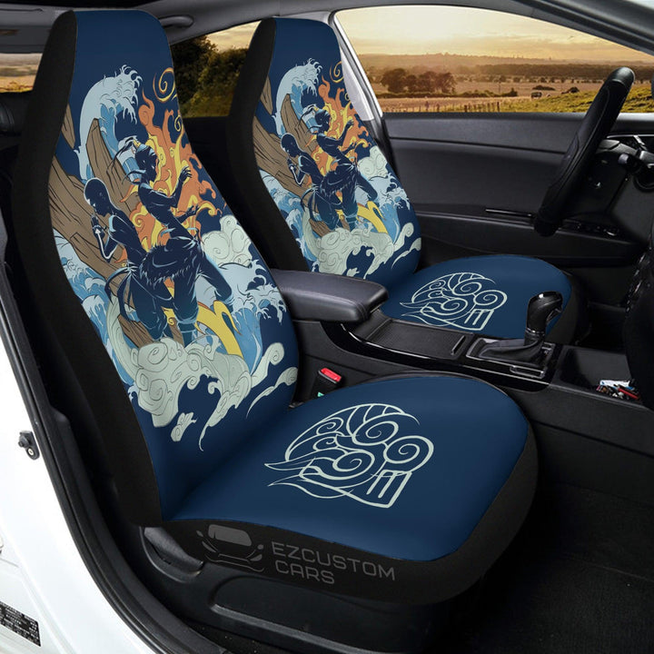 Aang And Katara Car Seat Cover Custom Avatar Anime Car Accessories - EzCustomcar - 2