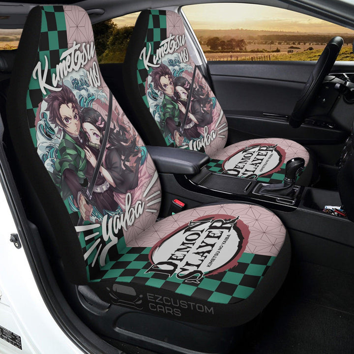 Demon Slayer Tanjiro x Nezuko Car Seat Covers Anime Car Accessories - EzCustomcar - 3