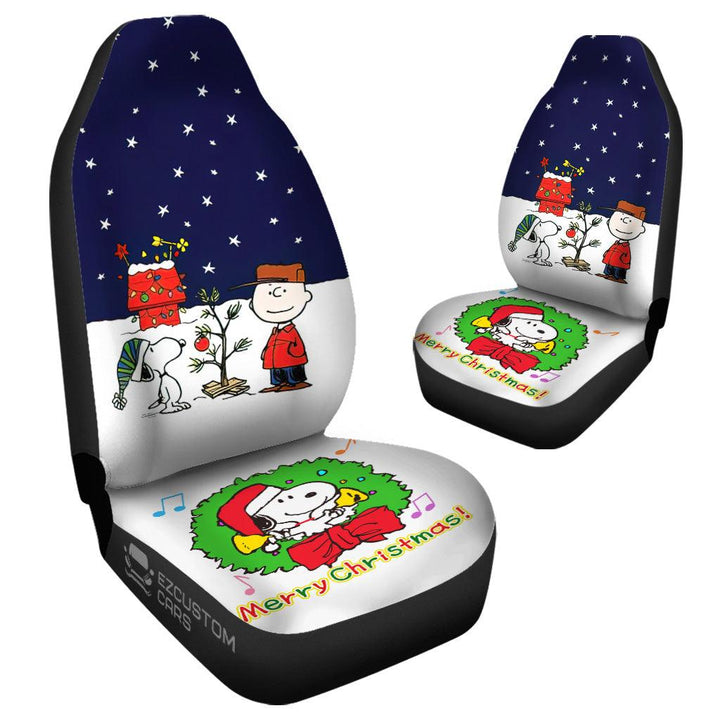 Christmas Car Accessories Custom Car Seat Cover Snoppy Love - EzCustomcar - 4