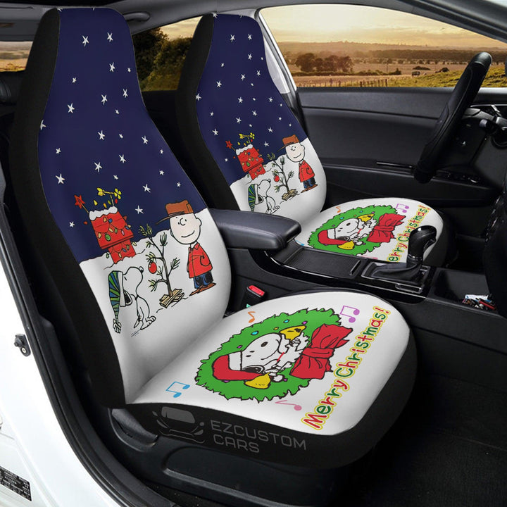 Christmas Car Accessories Custom Car Seat Cover Snoppy Love - EzCustomcar - 3