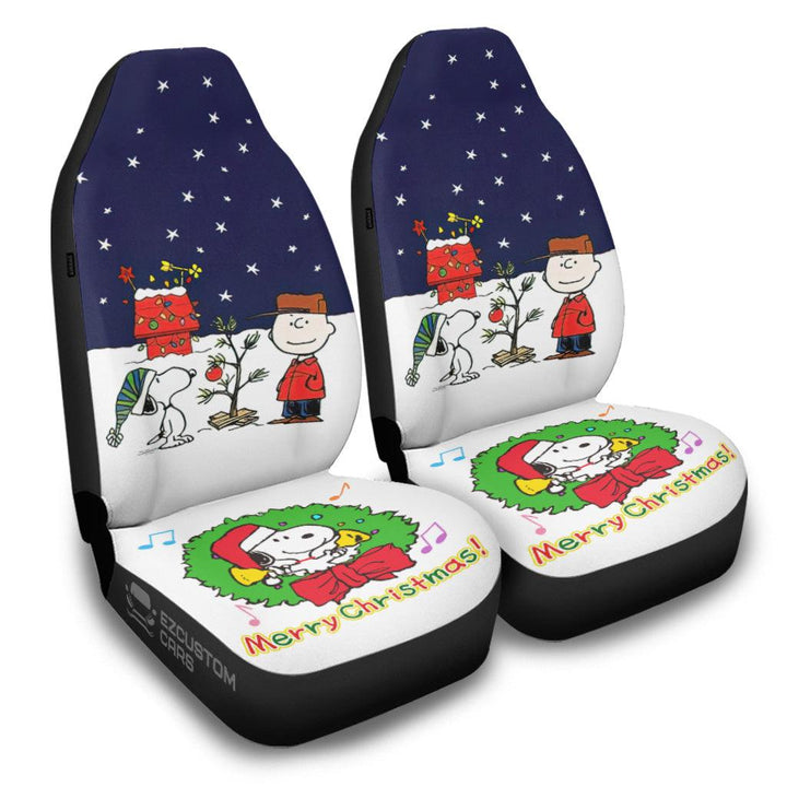 Christmas Car Accessories Custom Car Seat Cover Snoppy Love - EzCustomcar - 2