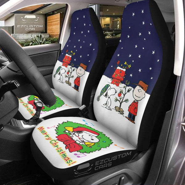 Christmas Car Accessories Custom Car Seat Cover Snoppy Love - EzCustomcar - 1