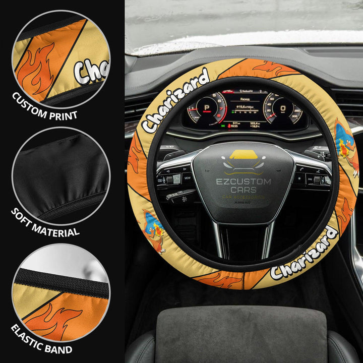 Charizard Steering Wheel Cover Custom Pokemon Anime Car Accessories - EzCustomcar - 2