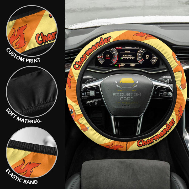 Charmander Steering Wheel Cover Custom Pokemon Anime Car Accessories - EzCustomcar - 2