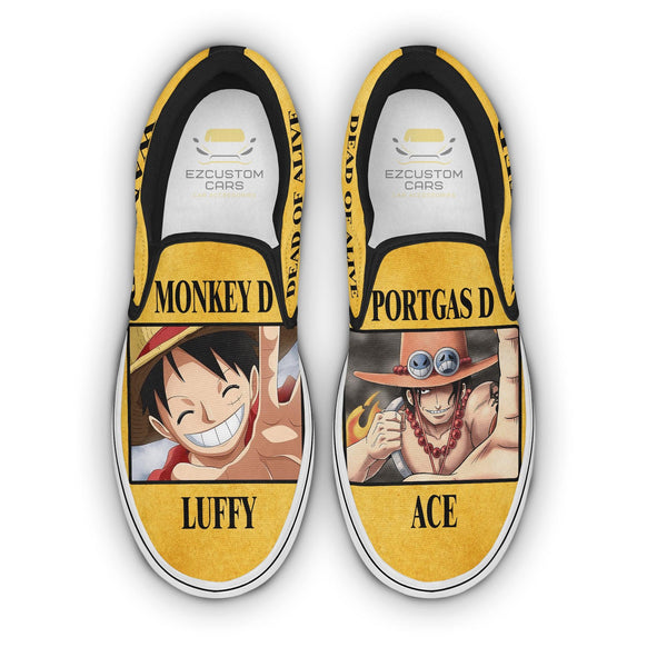 Monkey D. Luffy X Portgas D. Ace Shoes One Piece Slip-On Sneakers - EzCustomcar - 1