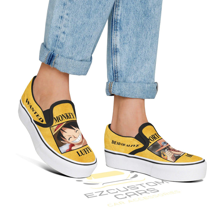 Monkey D. Luffy X Portgas D. Ace Shoes One Piece Slip-On Sneakers - EzCustomcar - 3