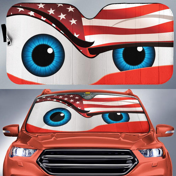 USA flag Eyes Cartoon Custom Car Windshield Sunshadesezcustomcar-1