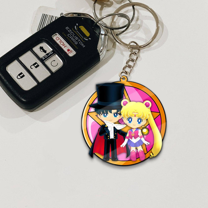 Tuxedo Mask x Sailor Moon Keychains Custom Sailor Moon Anime Car Accessories - EzCustomcar - 2