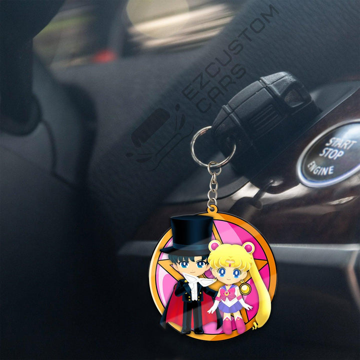 Tuxedo Mask x Sailor Moon Keychains Custom Sailor Moon Anime Car Accessories - EzCustomcar - 4