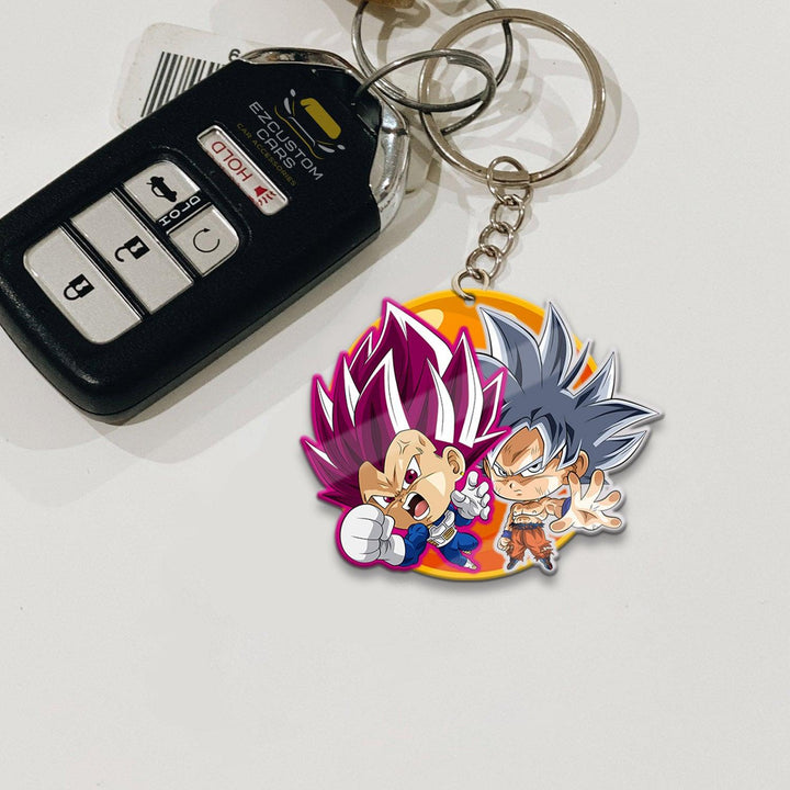 Goku Ultral Instict x Vegeta Ego Car Accessories Custom Dragon Ball Anime Keychains - EzCustomcar - 2