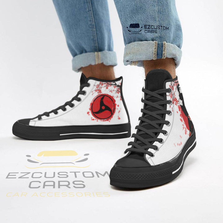 Itachi Uchiha Canvas Shoes Sharingan Naruto High Tops Sneakers - EzCustomcar - 4