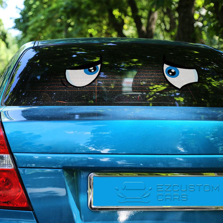 Isolated Sad Cartoon Eyes Car Sticker Cartoon Car Accessories - EzCustomcar - 3