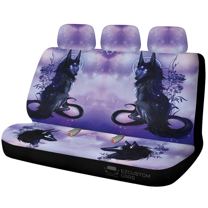 Black Fox Mythical Creatures Car Back Seat Covers Set Car Accessories - EzCustomcar - 1