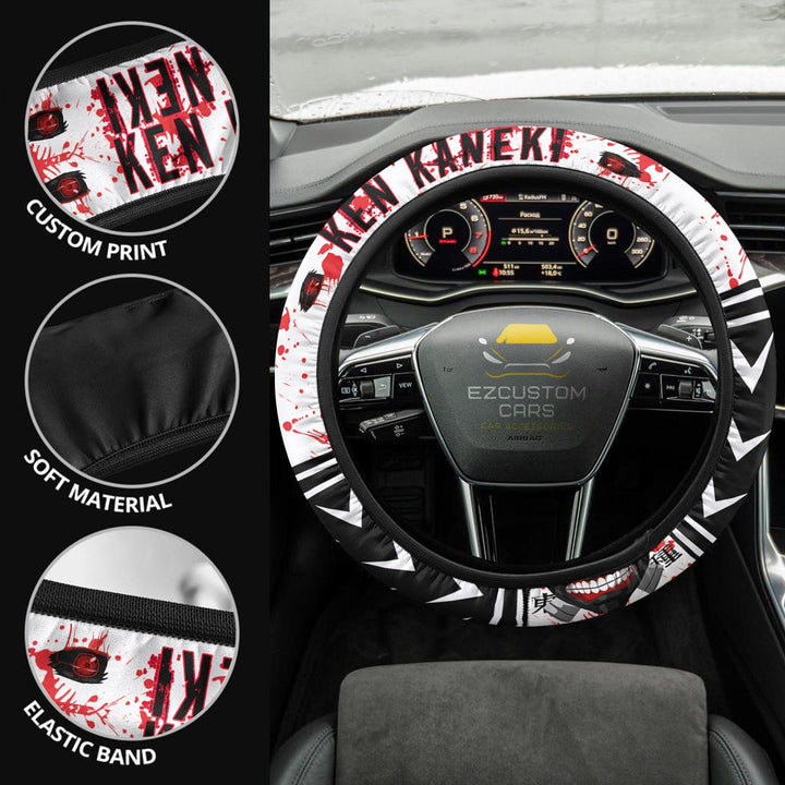 Ken Kaneki Steering Wheel Cover Custom Tokyo Ghoul Anime Car Accessories - EzCustomcar - 2