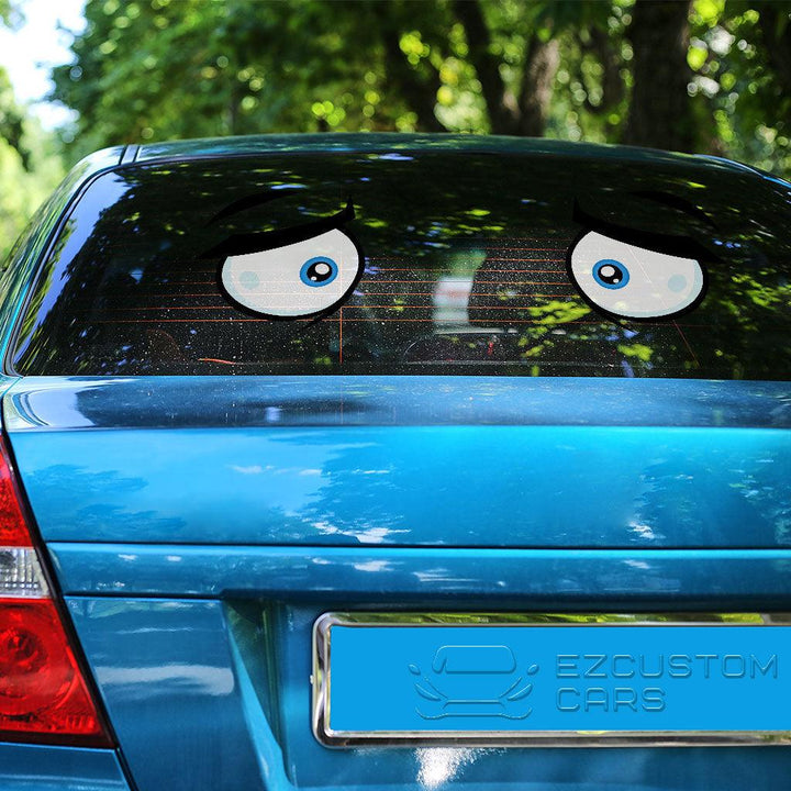 Little Tired Cartoon Eyes Car Sticker Custom Car Accessories - EzCustomcar - 3
