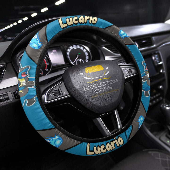 Lucario Pokemon Steering Wheel Cover Custom Anime Car Accessories - EzCustomcar - 1