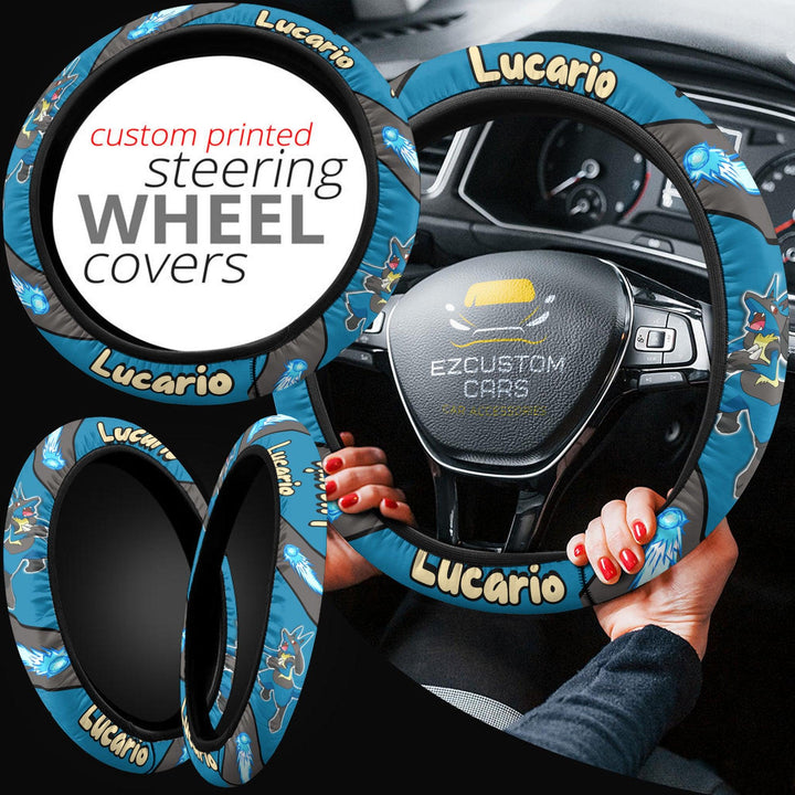 Lucario Pokemon Steering Wheel Cover Custom Anime Car Accessories - EzCustomcar - 4