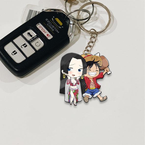 Luffy x Hancock Keychains Custom One Piece Anime Car Accessories - EzCustomcar - 2