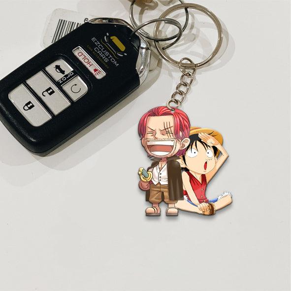 Luffy x Shanks Keychains Custom One Piece Anime Car Accessories - EzCustomcar - 2