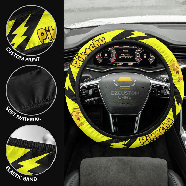 Pikachu Steering Wheel Cover Custom Pokemon Anime Car Accessories - EzCustomcar - 2