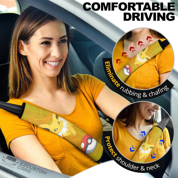 Pokemon Car Accessories Anime Seat Belt Cover Jolteon Electrifying - EzCustomcar - 1