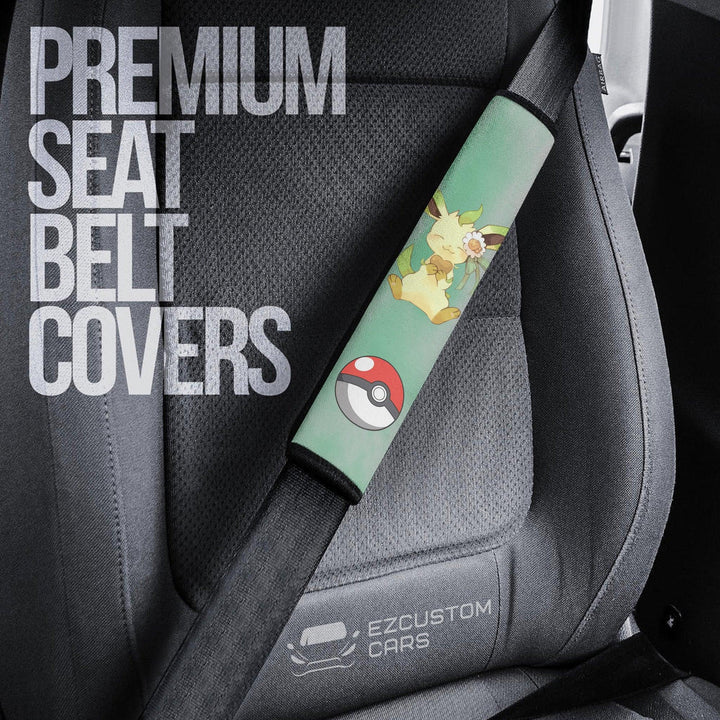 Pokemon Car Accessories Anime Seat Belt Cover Leafeon Bloom - EzCustomcar - 3
