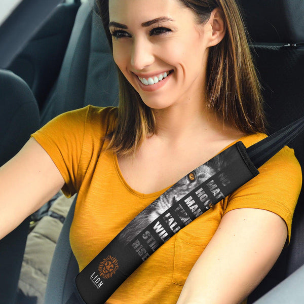 No Matter How Many Time I Fall,I Will Still Rise Lion Seat Belt Covers Custom Lion Car Accessories - EzCustomcar - 1