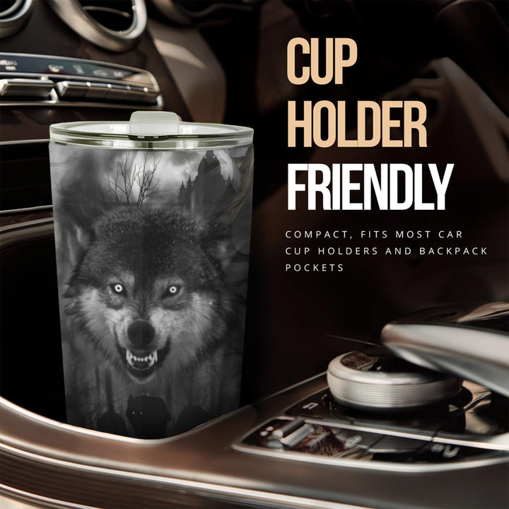 Howling Wolf Car Tumbler Cup Custom Animal Car Accessories-ezcustomcar-1