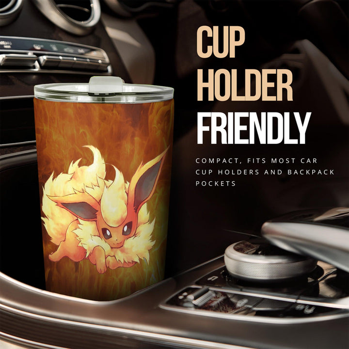 Pokemon Tumbler Anime Cup Car Accessories Flareon on Fire - EzCustomcar - 2