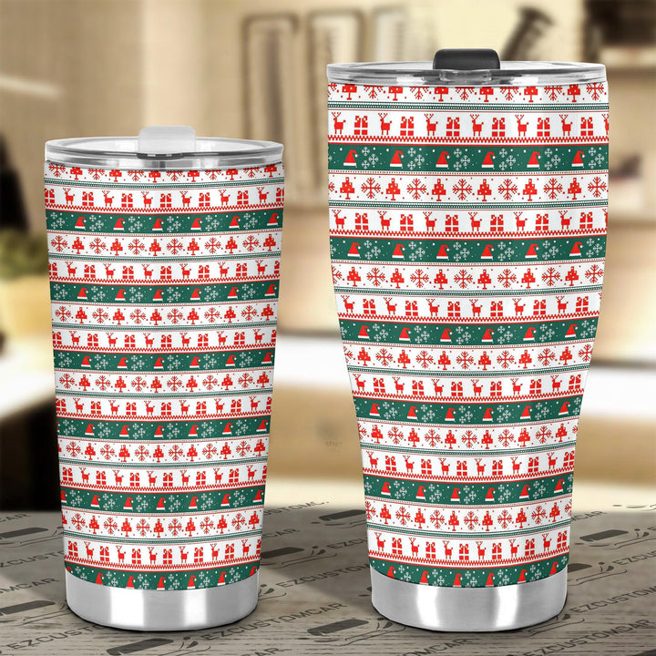 Christmas Car Accessories Custom Car Tumblers Cup Knitted Christmas Pattern - EzCustomcar - 4