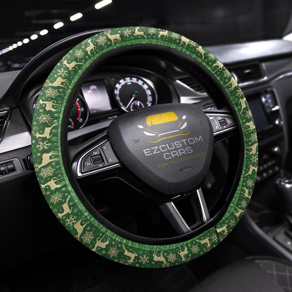 Christmas Car Accessories Custom Steering Wheel Cover Christmas Deer Pattern - EzCustomcar - 1