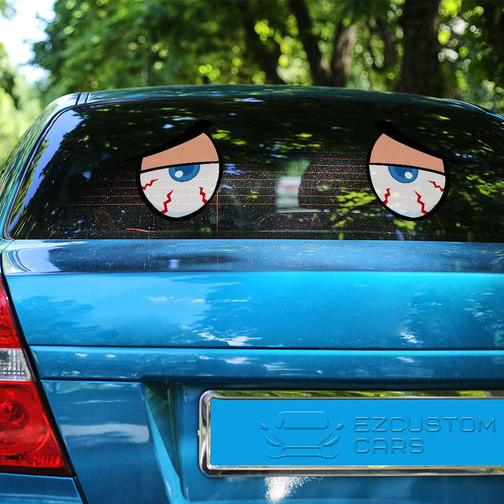 Stressed Cartoon Eyes Car Sticker - EzCustomcar - 3