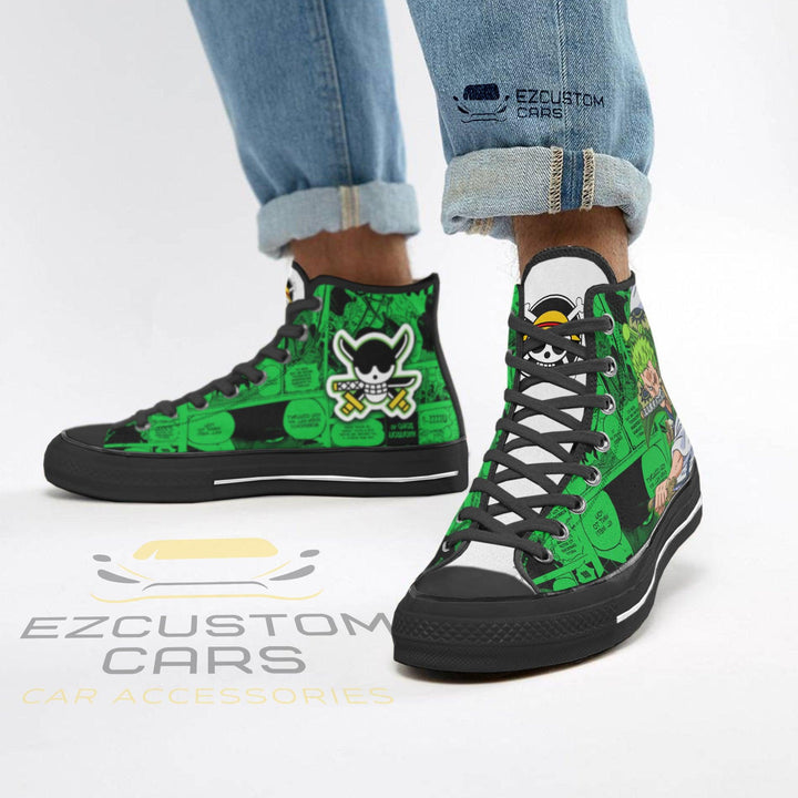 Roronoa Zoro High Tops Shoes One Piece Canvas Sneakers - EzCustomcar - 3