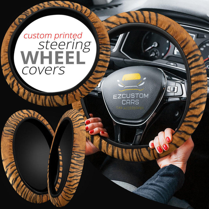 Tiger Skin Steering Wheel Cover Custom Animal Car Accessories - EzCustomcar - 2