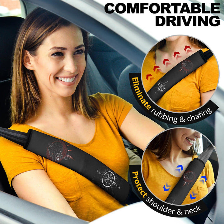 Red Eyed Wolf Seat Belt Covers Custom Animal Car Accessories - EzCustomcar - 2