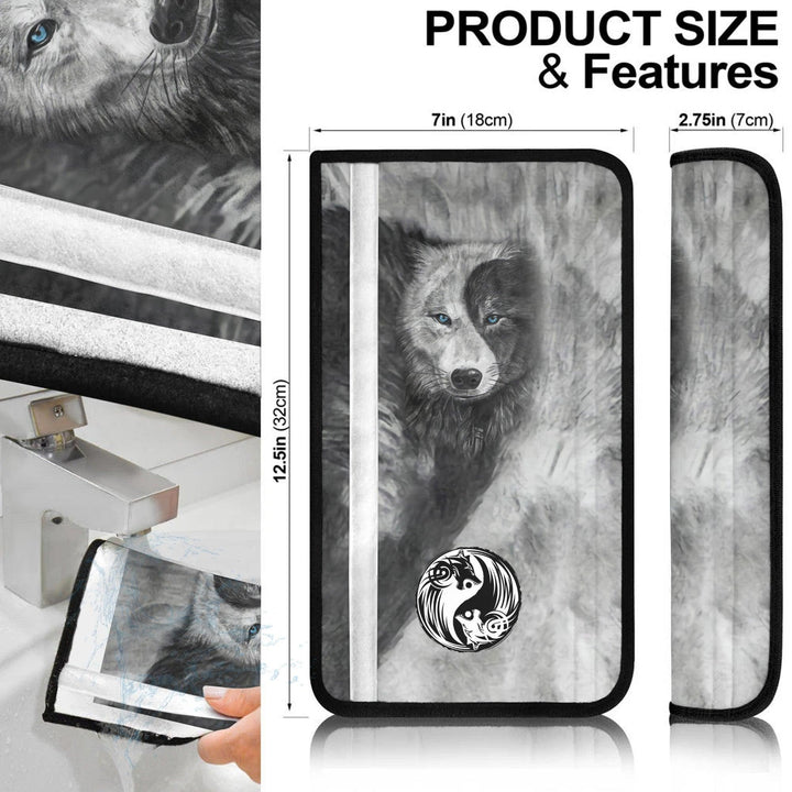 Black and White Wolves Seat Belt Covers Custom Animal Car Accessories - EzCustomcar - 4