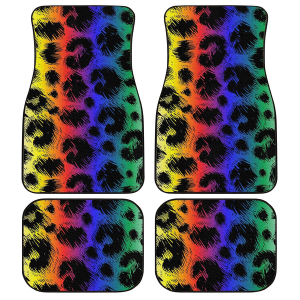 Cheetah Skin Rainbow Pattern Car Floor Mats-ezcustomcar-1