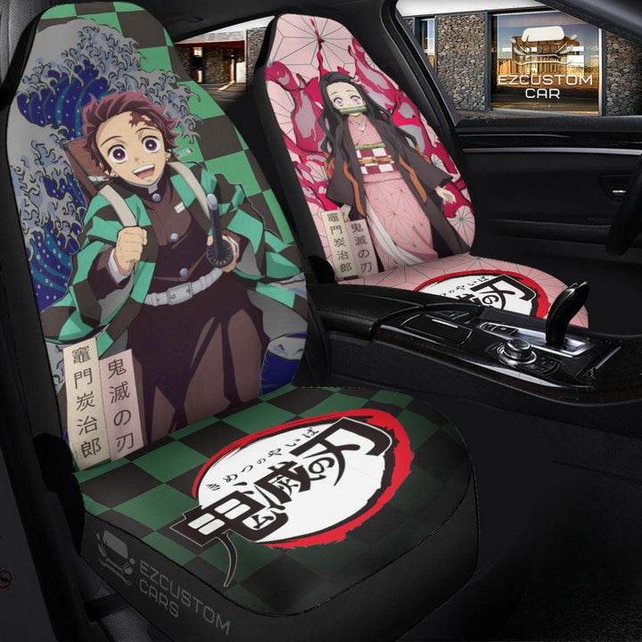 Tanjiro x Nezuko Car Seat Covers Custom Anime Demon Slayer Car Accessories - EzCustomcar - 3