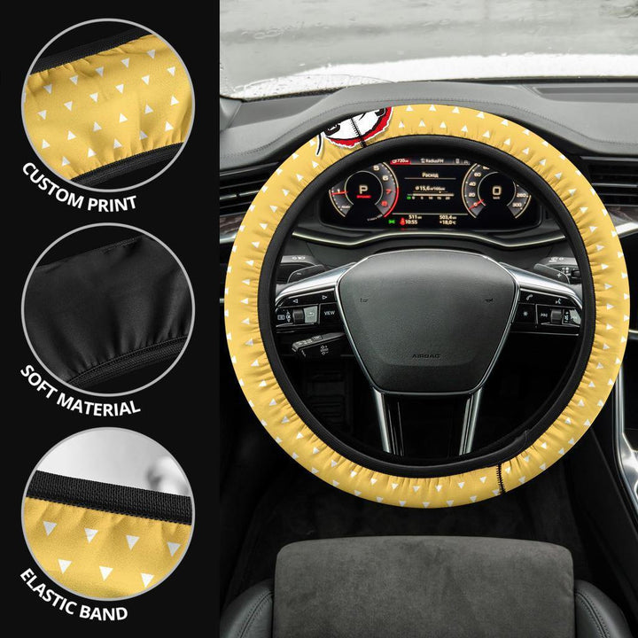 Zenitsu Agatsuma Steering Wheel Cover Demon Slayers Anime Car Accessories - Customforcars - 4