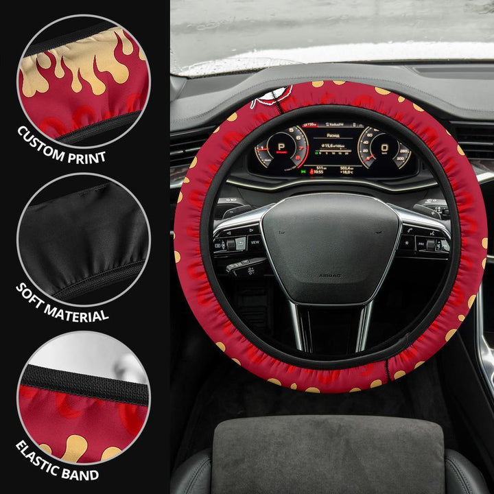 Rengoku Steering Wheel Cover Demon Slayers Anime Car Accessories - Customforcars - 4