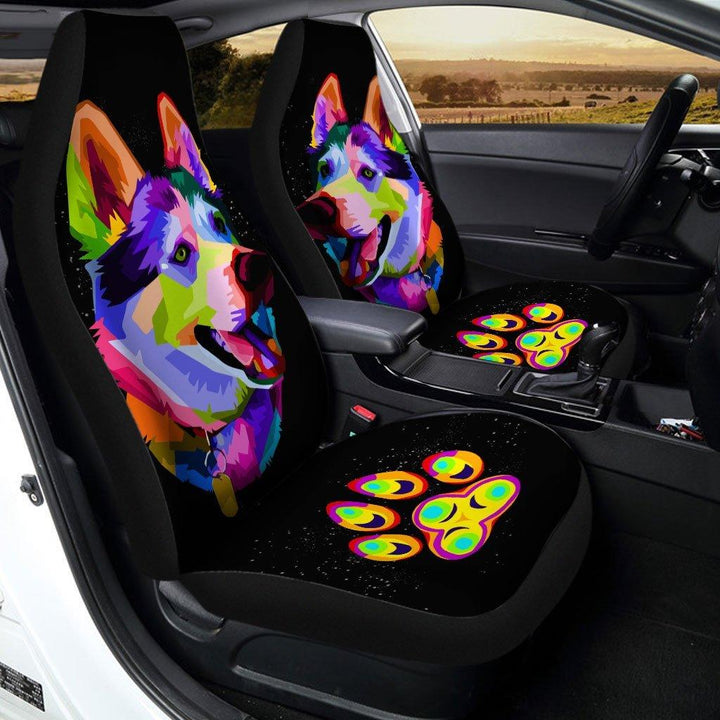 Siberian Husky Abstract Custom Car Seat Covers - Customforcars - 2